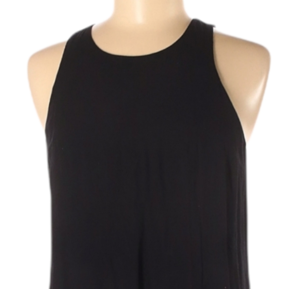 Bella Luxx Black Mini Dress Size M Pleating Layered Look Flowy Sleeveless - Picture 3 of 8